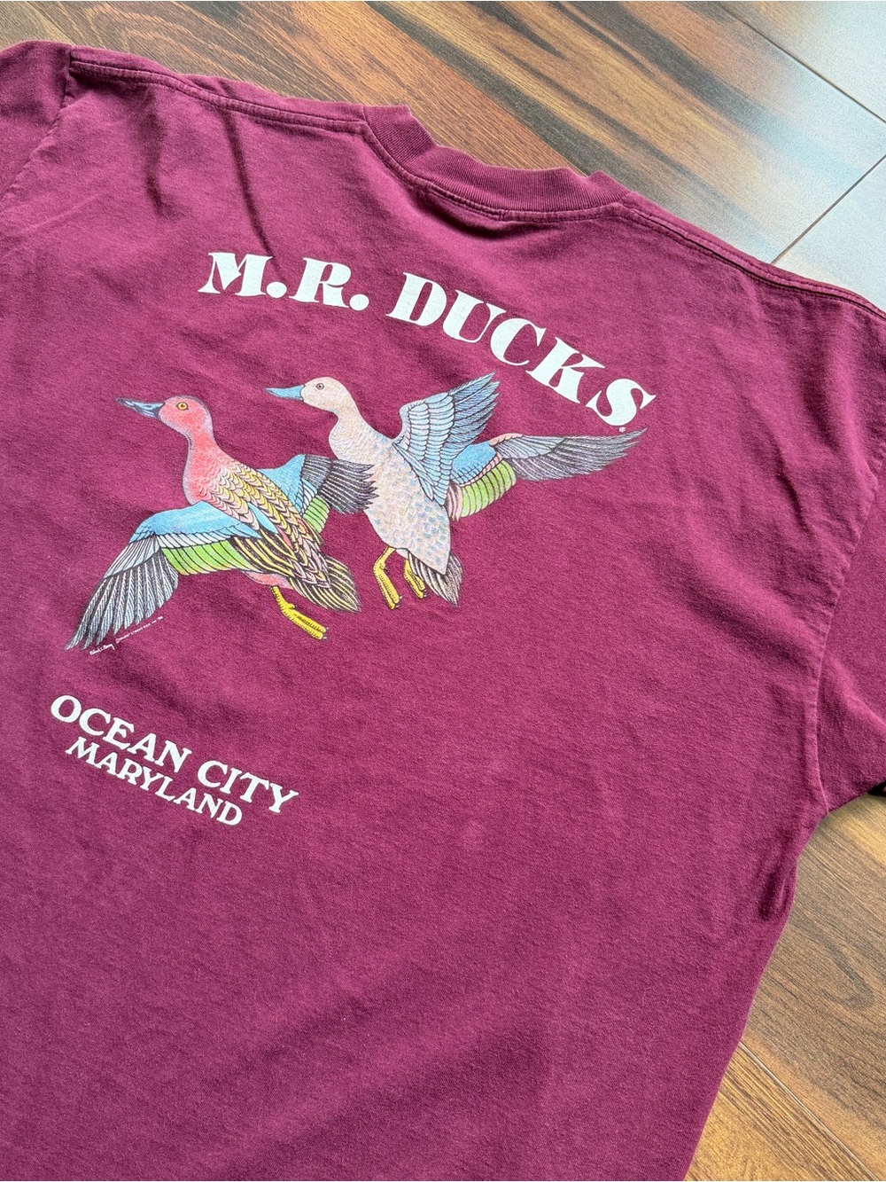 1996 M.R. Ducks Ocean City MD Maroon Short Sleeve T-Shirt 100% Cotton XXL